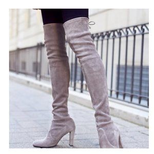 Stuart Weitzman Highland High Heel Boots- Grey Suede 7.5
